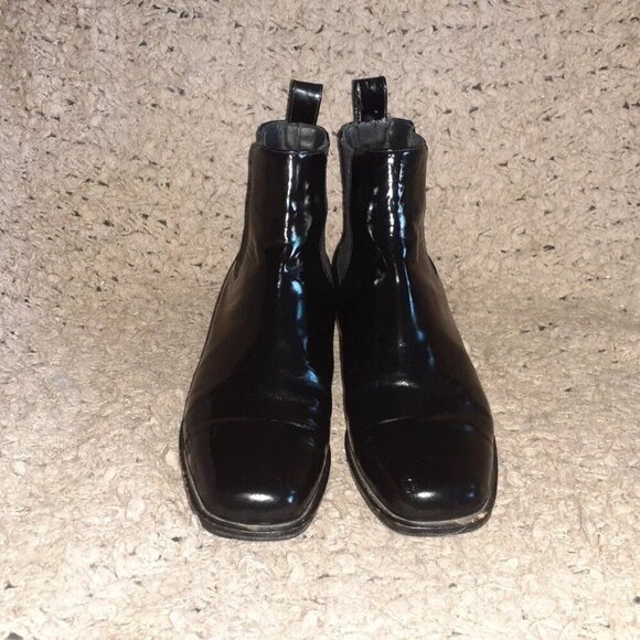 MAXMARA-Black Patent Leather Ankle Boots-Pull-On-Sz 36/6-Excellent - Picture 3 of 7